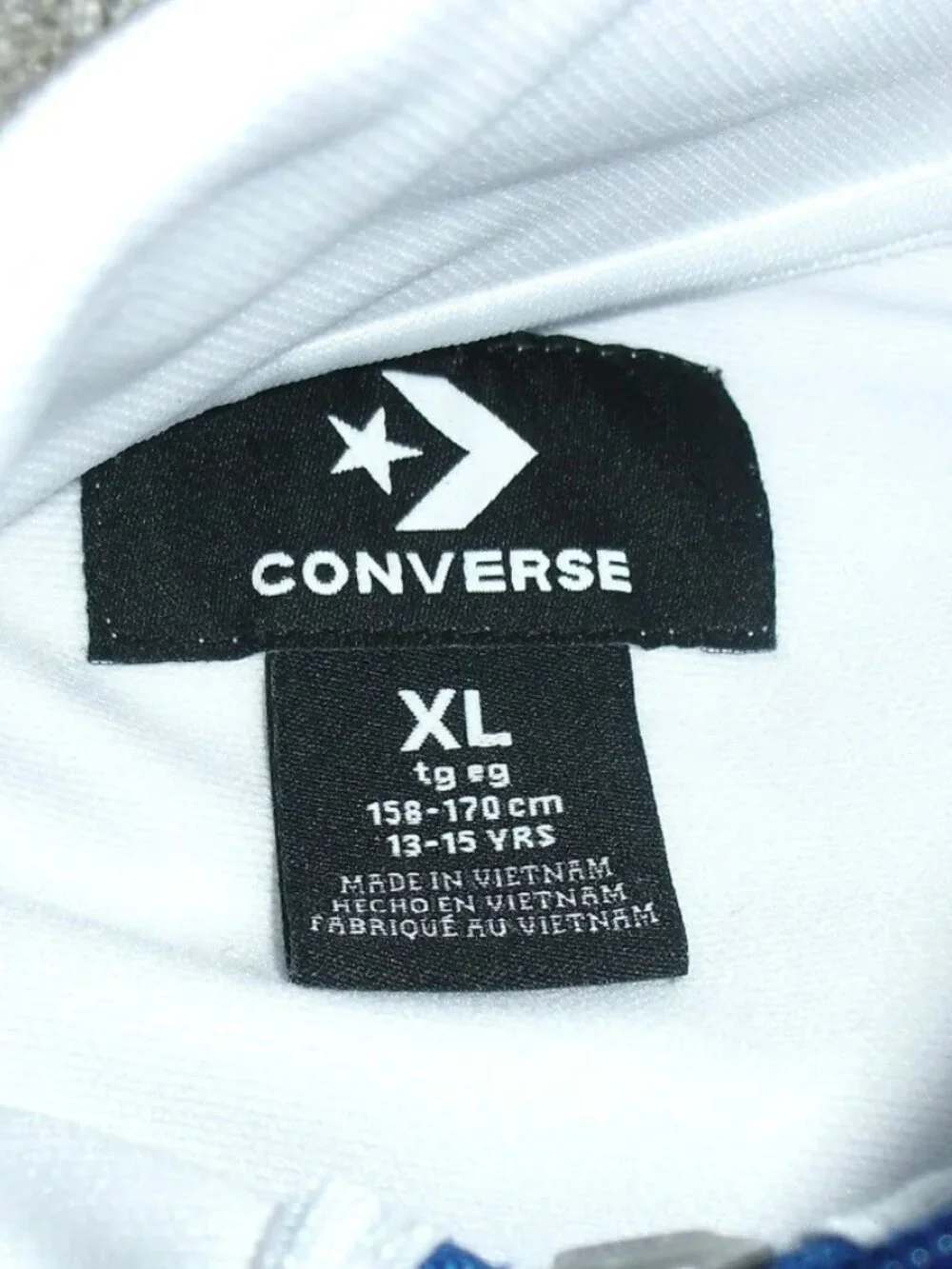 Converse Kids Youth Full Zip White Blue Track Jacket Full Zip shirt sz. XL 13-15